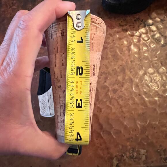 Neiman Marcus Black Suede Cork-Heeled Platform Sandals- SIZE 8M - Picture 7 of 11